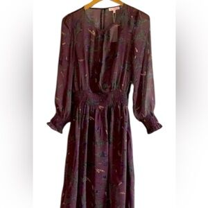 Re:named dress woman’s purple long sleeve floral sheer maxi New size medium